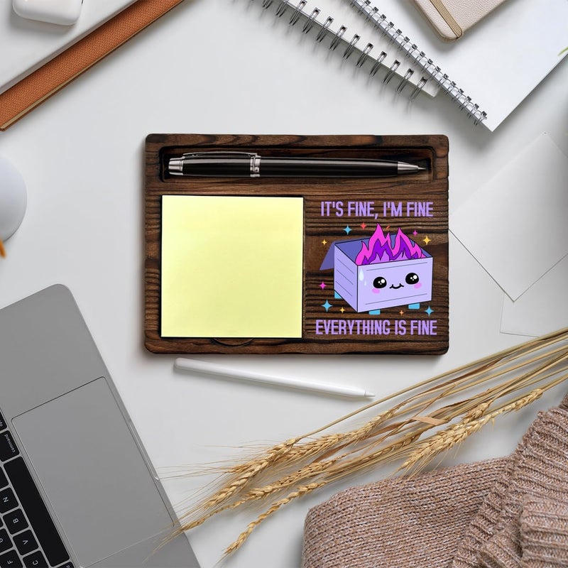 QODMGD Purple Dumpster Fire Sticky Note Holder Funny Office Gifts for Boss Coworkers Employees, I'm Fine Everything is Fine Dumpster Fire Post It Note Dispenser for Office Cubicle Desk Decor - Image 5